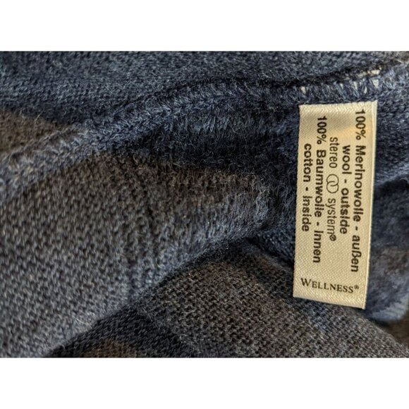 Vintage Merino Wool Mens Sweater XL Euro 58 V Neck Pullover Blue Striped Austria - Picture 5 of 5